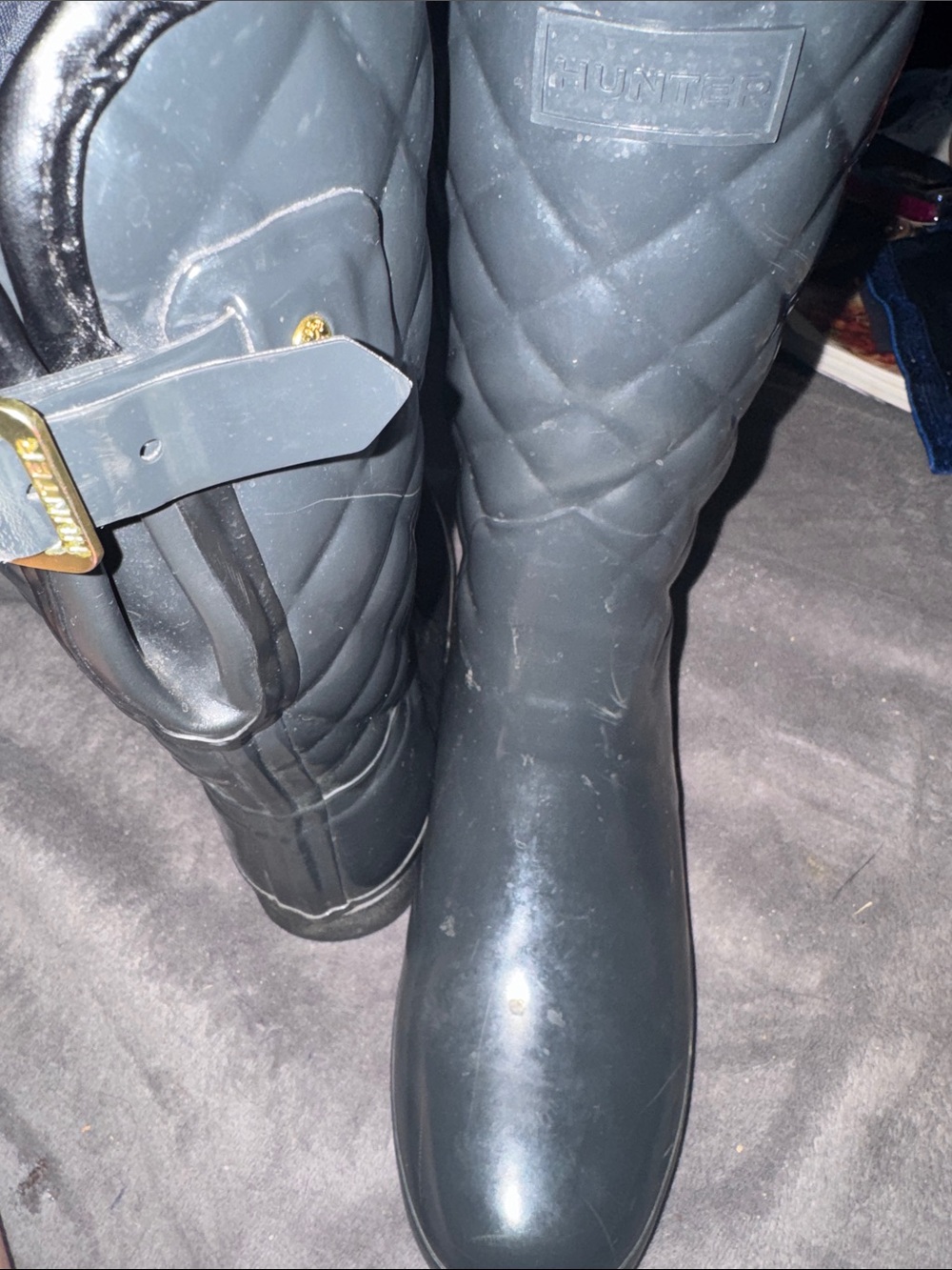 Hunter Black Quilted Mid-Calf Rain Boots - Women's Great  boots great brand.
